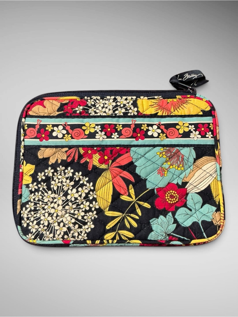 Vera Bradley Happy Snails Tablet Sleeve Zip Case Floral NWOT